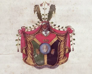 Herb rodu Linneusza (gwasz i wc na papierze)